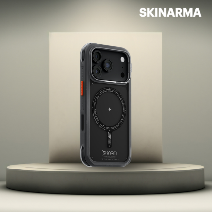 Dėklas Skinarma Avion MagSafe, skirtas iPhone 18 Pro / 17 Pro, juodas aprašymas - Prekės nuotrauka