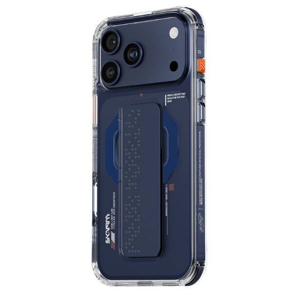 Dėklas Skinarma Haxa iPhone 17 Pro Max su magnetiniu įkrovimu ir laikikliu-stovu, mėlynas aprašymas - Prekės nuotrauka