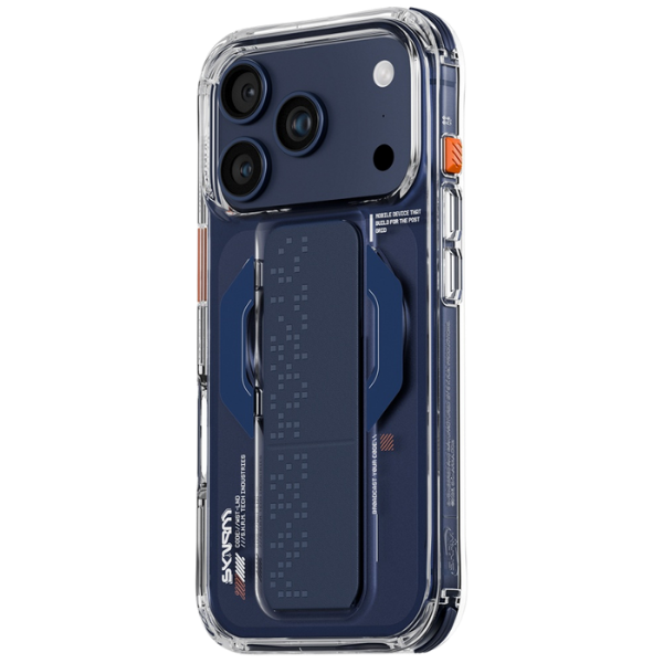 Dėklas Skinarma Haxa iPhone 17 Pro su magnetiniu įkrovimu ir laikikliu-stovu, mėlynas aprašymas - Prekės nuotrauka