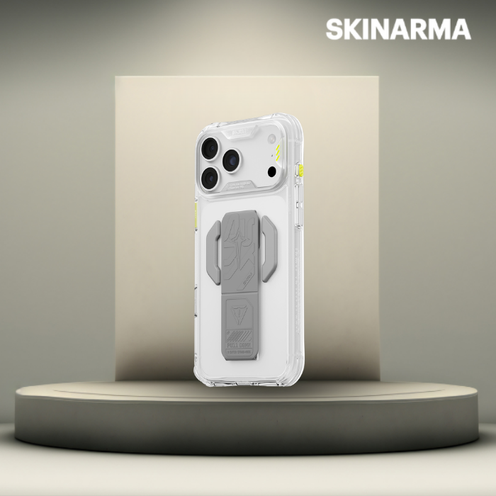 Dėklas Skinarma Helio CE Grip Stand, skirtas iPhone 18 Pro / 17 Pro, skaidrus aprašymas - Prekės nuotrauka