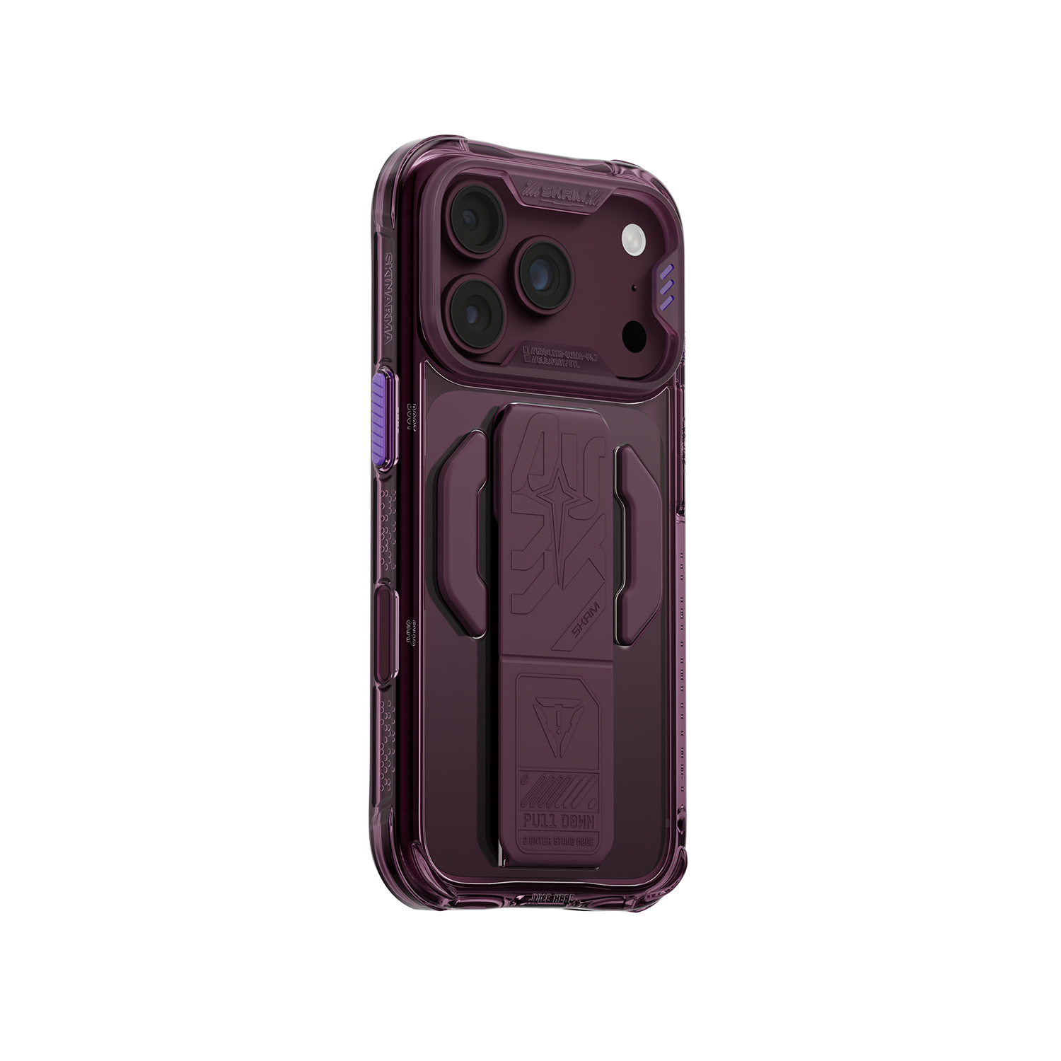 Dėklas Skinarma Helio CE Grip Stand, skirtas iPhone 18 Pro / 17 Pro, bordo spalvos aprašymas - Prekės nuotrauka