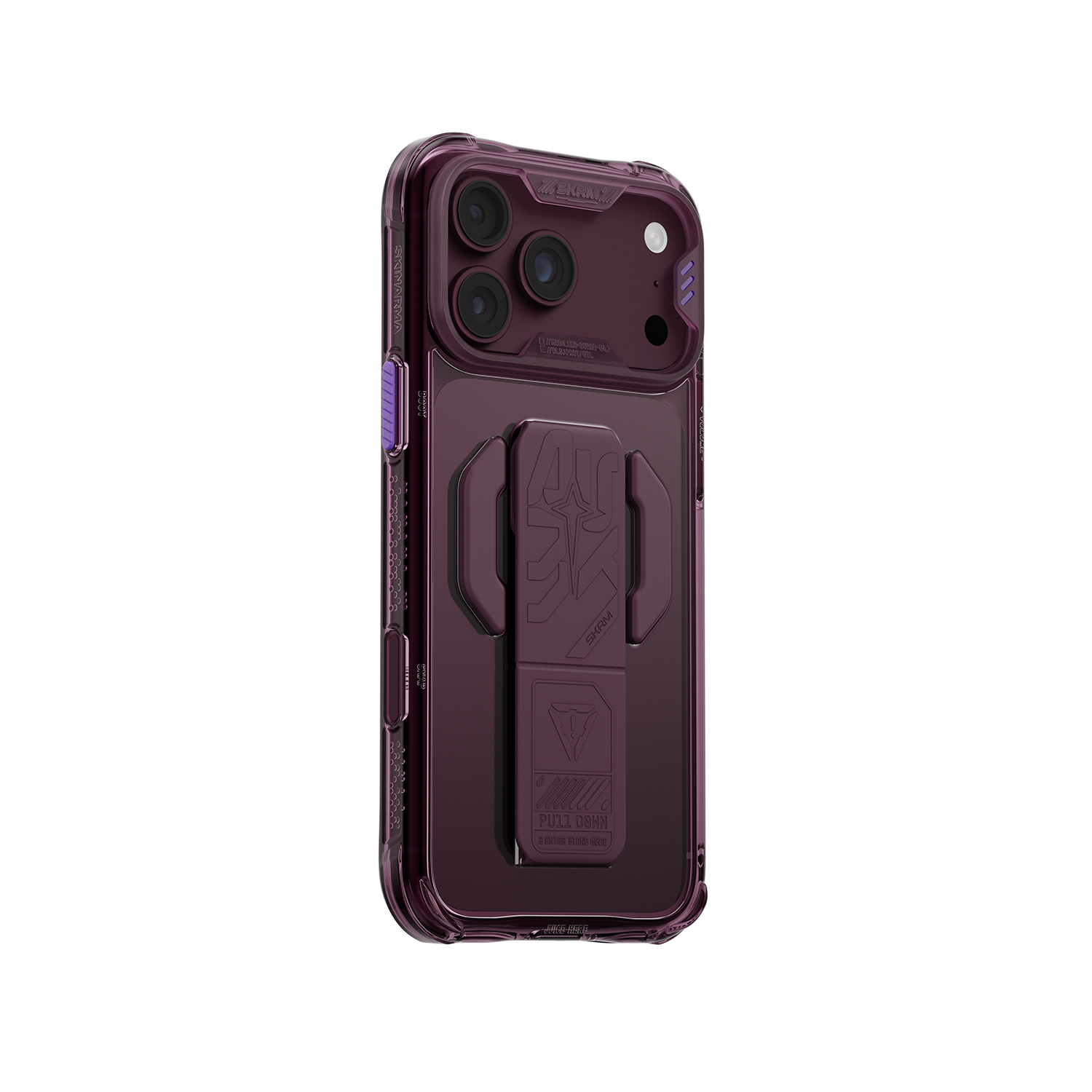 Dėklas Skinarma Helio CE Grip Stand, skirtas iPhone 18 Pro Max / 17 Pro Max, bordo spalvos aprašymas - Prekės nuotrauka