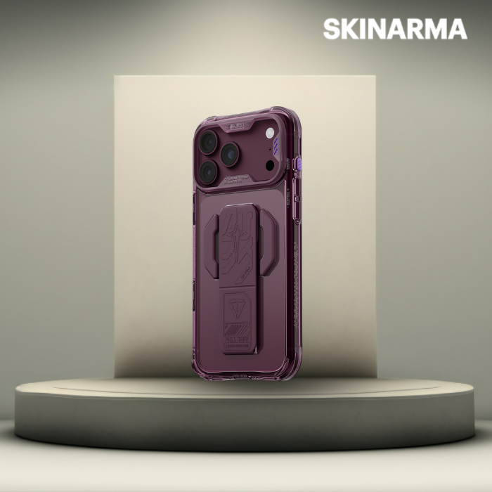 Dėklas Skinarma Helio CE Grip Stand, skirtas iPhone 18 Pro Max / 17 Pro Max, bordo spalvos aprašymas - Prekės nuotrauka