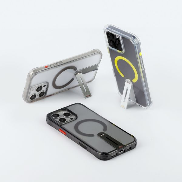 Dėklas Skinarma Helix iPhone 16 Pro Max su magnetiniu įkrovimu ir 360° besisukančiu stovu, titano spalvos aprašymas - Prekės nuotrauka