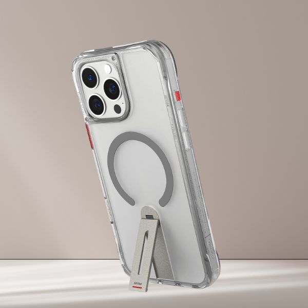 Dėklas Skinarma Helix iPhone 16 Pro su magnetiniu įkrovimu ir 360° besisukančiu stovu, titano spalvos aprašymas - Prekės nuotrauka