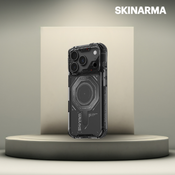 Dėklas Skinarma Magma MagSafe, skirtas iPhone 18 Pro / 17 Pro, grafito spalvos aprašymas - Prekės nuotrauka