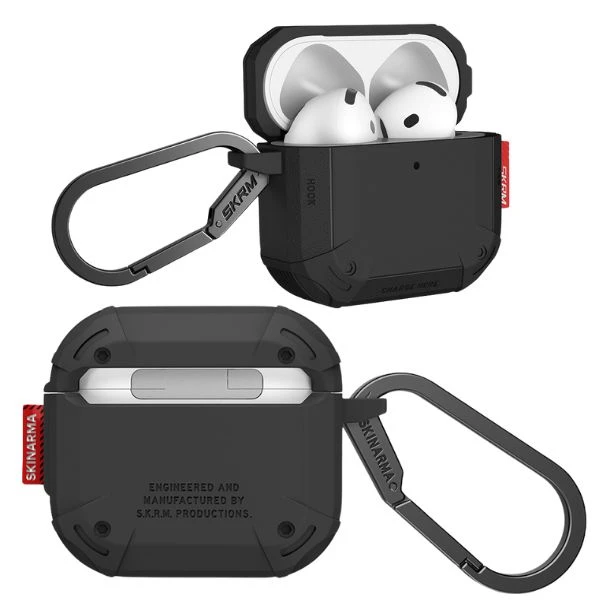 Dėklas Skinarma Mecha CE skirtas AirPods 4 juodos spalvos aprašymas - Prekės nuotrauka Dėklas Skinarma Mecha CE skirtas AirPods 4 juodos spalvos aprašymas - Prekės nuotrauka