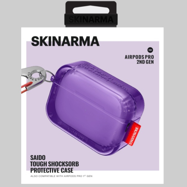 Dėklas Skinarma Saido skirtas AirPods Pro 2 violetinės spalvos aprašymas - Prekės nuotrauka Dėklas Skinarma Saido skirtas AirPods Pro 2 violetinės spalvos aprašymas - Prekės nuotrauka