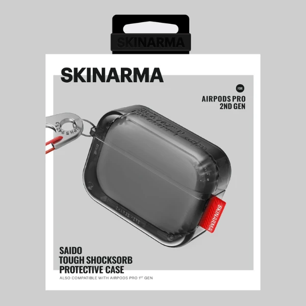 Dėklas Skinarma Saido to AirPods Pro 2 juodos spalvos aprašymas - Prekės nuotrauka Dėklas Skinarma Saido to AirPods Pro 2 juodos spalvos aprašymas - Prekės nuotrauka