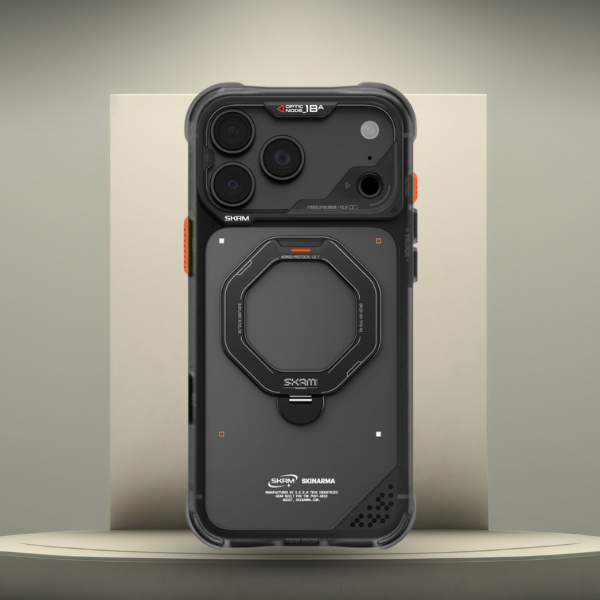 Dėklas Skinarma Saturn MagSafe + besisukantis stovas, skirtas iPhone 18 Pro Max / 17 Pro Max, juodas aprašymas - Prekės nuotrauka