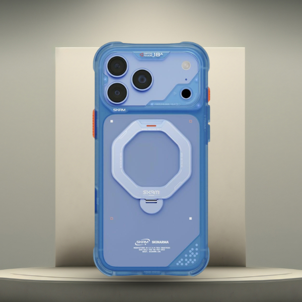Dėklas Skinarma Saturn MagSafe + besisukantis stovas, skirtas iPhone 18 Pro Max / 17 Pro Max, mėlynas aprašymas - Prekės nuotrauka