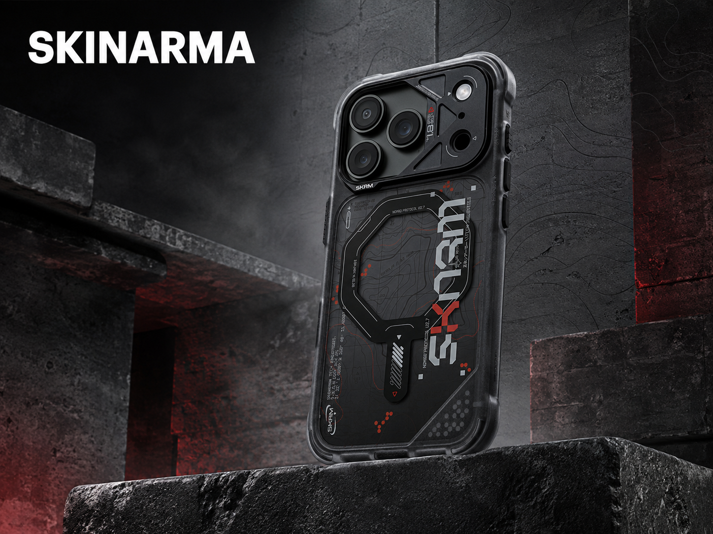 Dėklas Skinarma Sonar MagSafe, skirtas iPhone 18 Pro / 17 Pro, juodas aprašymas - Prekės nuotrauka