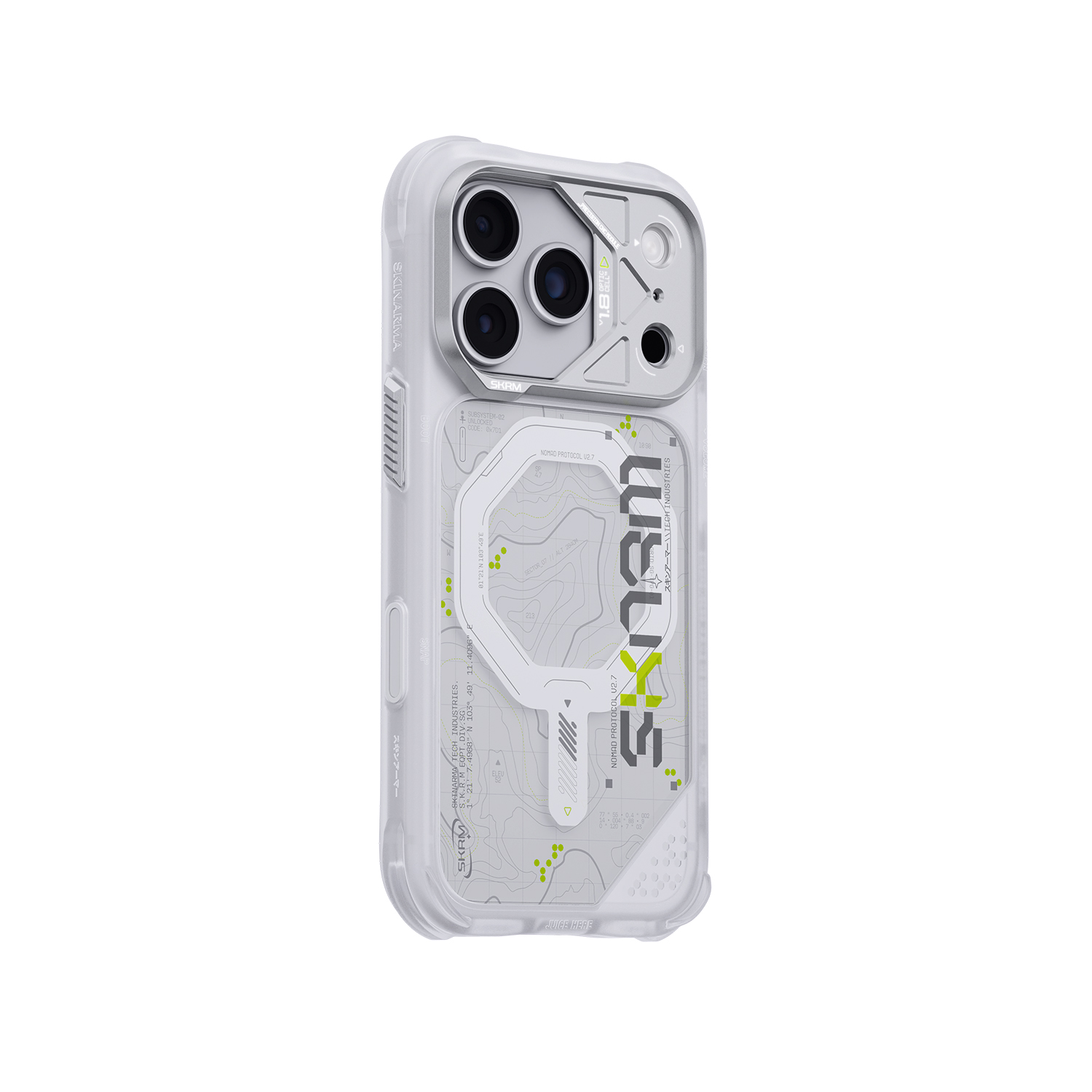 Dėklas Skinarma Sonar MagSafe, skirtas iPhone 18 Pro / 17 Pro, baltas aprašymas - Prekės nuotrauka