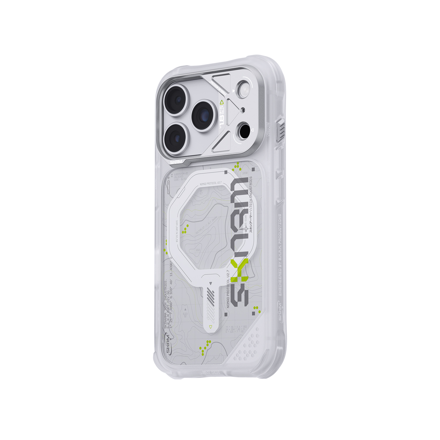 Dėklas Skinarma Sonar MagSafe, skirtas iPhone 18 Pro / 17 Pro, baltas aprašymas - Prekės nuotrauka