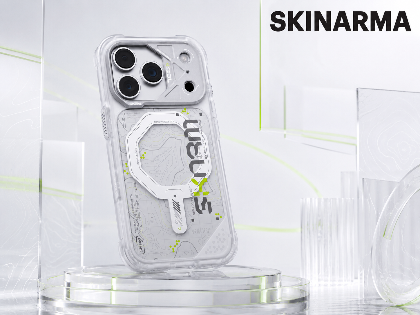Dėklas Skinarma Sonar MagSafe, skirtas iPhone 18 Pro / 17 Pro, baltas aprašymas - Prekės nuotrauka