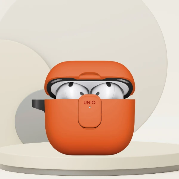 Dėklas UNIQ Clyde skirtas AirPods 4 Lock Dėklas oranžinės spalvos aprašymas - Prekės nuotrauka