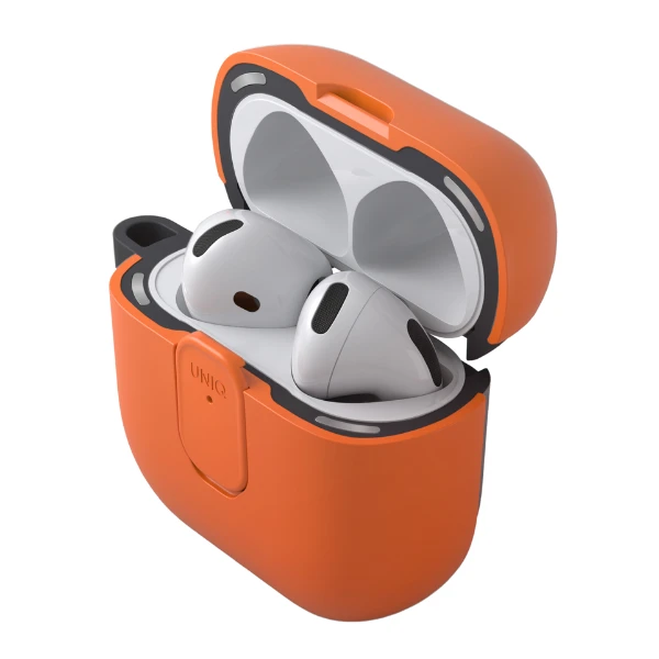 Dėklas UNIQ Clyde skirtas AirPods 4 Lock Dėklas oranžinės spalvos aprašymas - Prekės nuotrauka