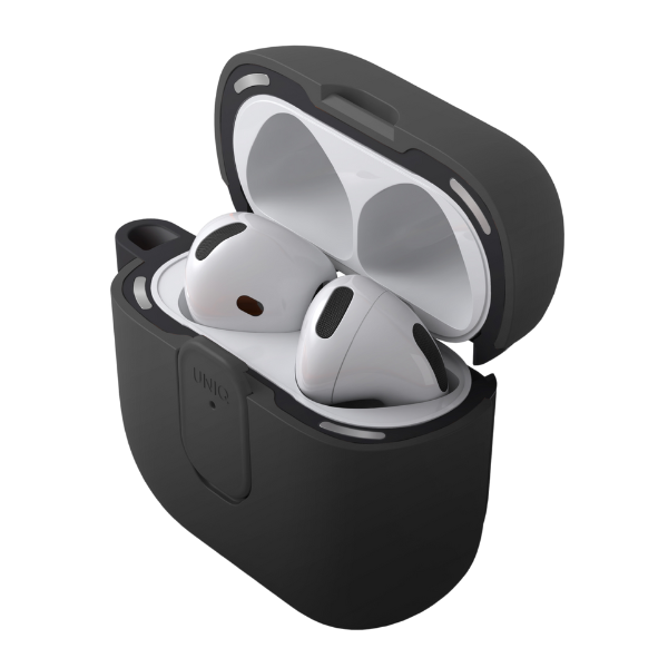 Dėklas UNIQ Clyde skirtas AirPods 4 su užraktu, juodos spalvos aprašymas - Prekės nuotrauka