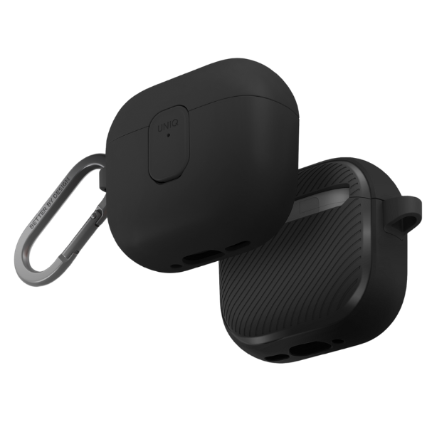Dėklas UNIQ Clyde skirtas AirPods 4 su užraktu, juodos spalvos aprašymas - Prekės nuotrauka