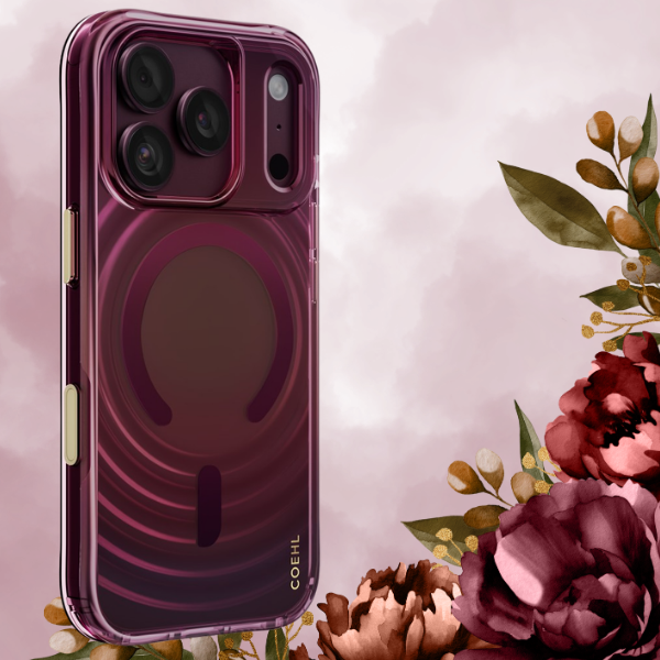 Dėklas UNIQ Coehl Vela, skirtas iPhone 18 Pro / 17 Pro, su magnetiniu įkrovimu, bordo spalvos aprašymas - Prekės nuotrauka