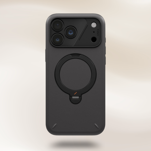 Dėklas UNIQ Elix, skirtas iPhone 18 Pro Max / 17 Pro Max, su 360° besisukančiu stovu, pilkas aprašymas - Prekės nuotrauka