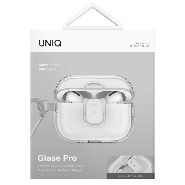 Dėklas UNIQ Glase Pro skirtas AirPods Pro 2 Lock Case skaidrus aprašymas - Prekės nuotrauka
