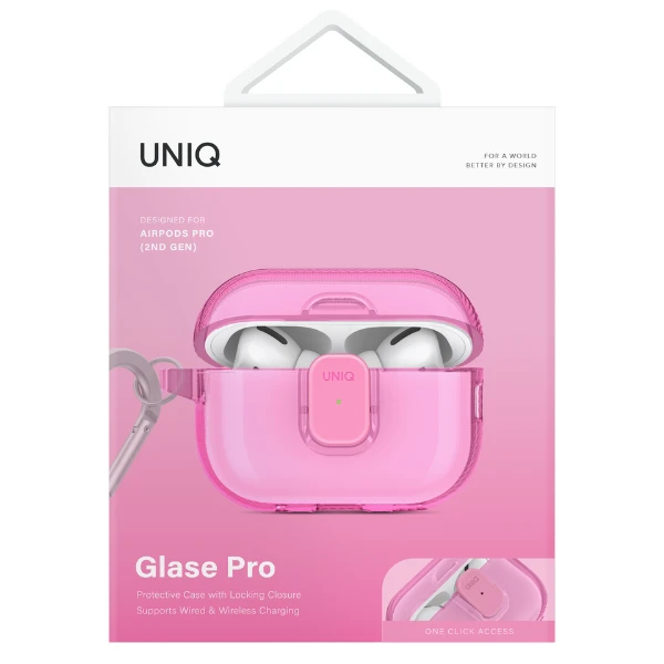 Dėklas UNIQ Glase Pro skirtas AirPods Pro 2 Lock Case rožinės spalvos aprašymas - Prekės nuotrauka Dėklas UNIQ Glase Pro skirtas AirPods Pro 2 Lock Case rožinės spalvos aprašymas - Prekės nuotrauka