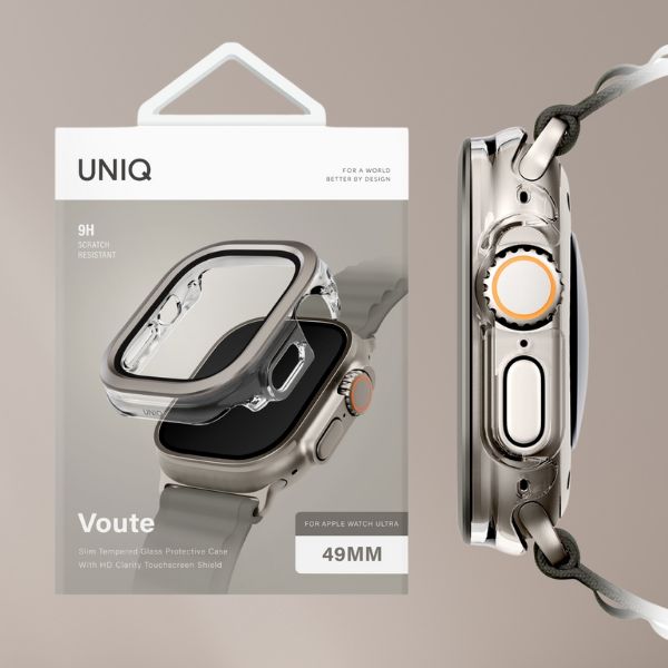 Dėklas UNIQ Voute for Apple Watch Ultra 49mm tempered glass sidabrinis aprašymas - Prekės nuotrauka