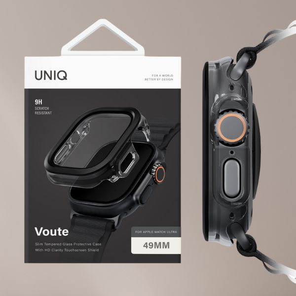 Dėklas UNIQ Voute for Apple Watch Ultra 49mm tempered glass juodas aprašymas - Prekės nuotrauka
