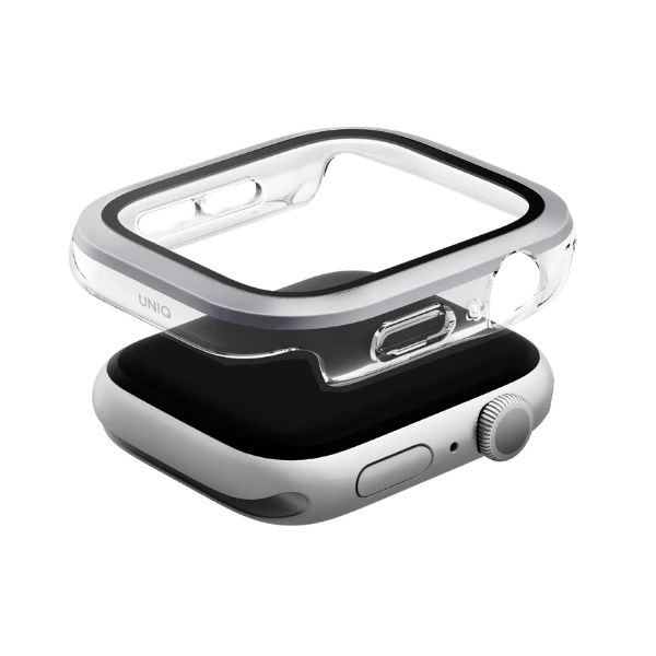 Dėklas UNIQ Voute skirtas Apple Watch Series 10 42mm apsauginis stiklas sidabro spalvos aprašymas - Prekės nuotrauka