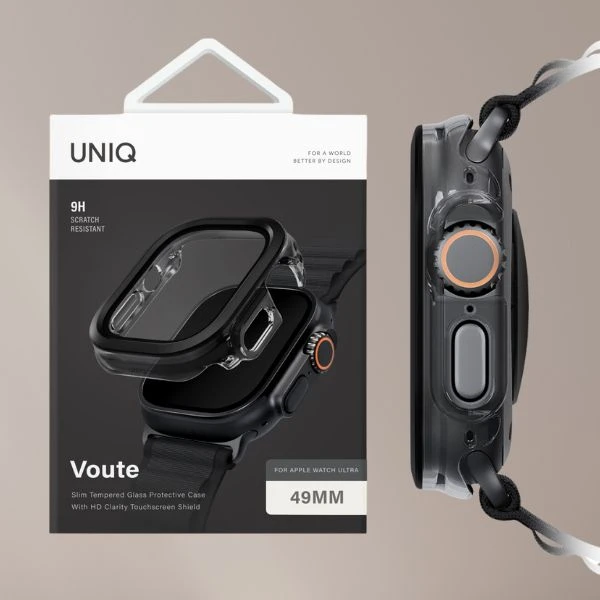 Dėklas UNIQ Voute skirtas Apple Watch Ultra 49mm apsauginis stiklas juodos spalvos aprašymas - Prekės nuotrauka Dėklas UNIQ Voute skirtas Apple Watch Ultra 49mm apsauginis stiklas juodos spalvos aprašymas - Prekės nuotrauka