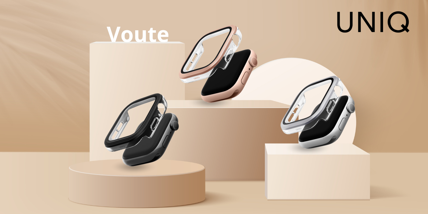 Dėklas UNIQ Voute, skirtas Watch Series 10 / 11 42mm, su grūdintu stiklu, sidabrinės spalvos aprašymas - Prekės nuotrauka