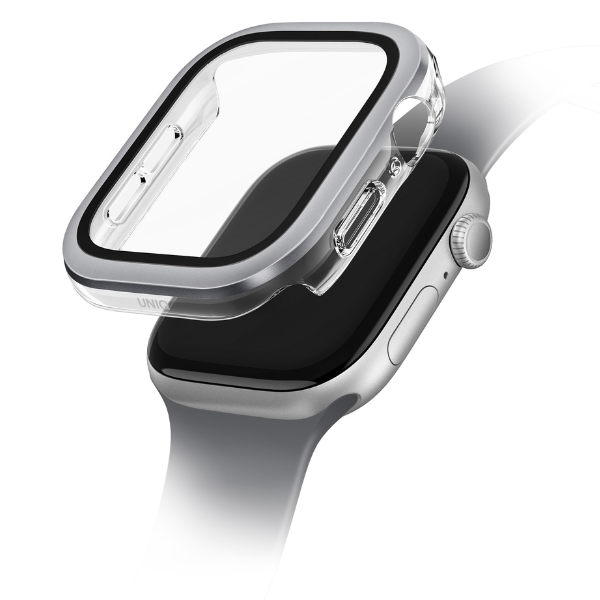 Dėklas UNIQ Voute, skirtas Watch Series 10 / 11 42mm, su grūdintu stiklu, sidabrinės spalvos aprašymas - Prekės nuotrauka