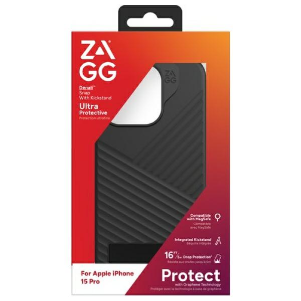 Dėklas ZAGG Denali Snap Kickstand skirtas Apple iPhone 15 Pro juodos spalvos aprašymas - Prekės nuotrauka