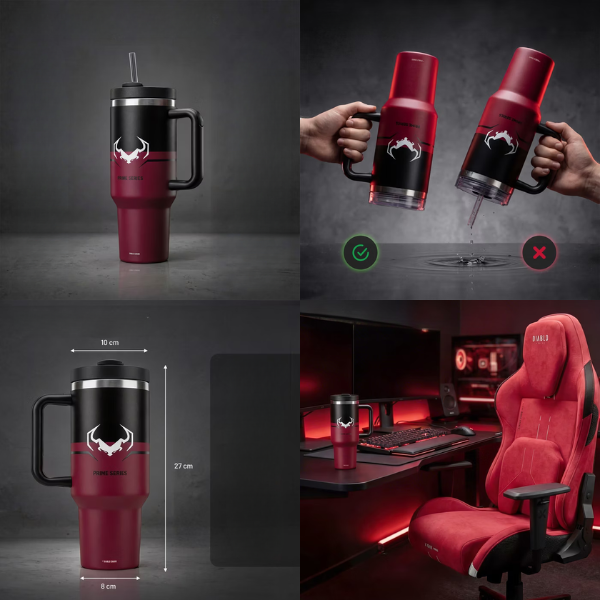 Diablo Chairs Diablo Bloody termoizoliacinis puodelis su rankena, raudonos spalvos aprašymas - Prekės nuotrauka