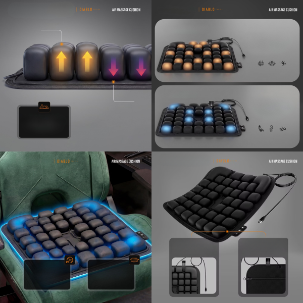 Diablo Chairs Air Massage masažinis kilimėlis kėdei aprašymas - Prekės nuotrauka