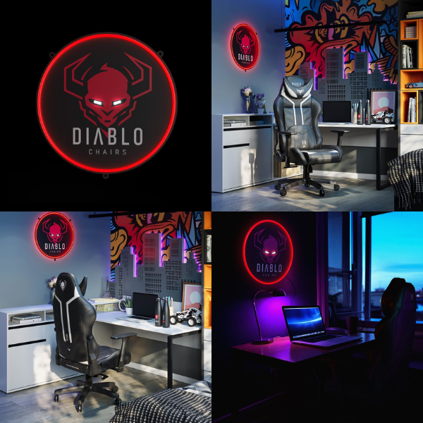 Diablo Chairs Diablo LED neoninis sieninis šviestuvas žaidimų kambariui aprašymas - Prekės nuotrauka