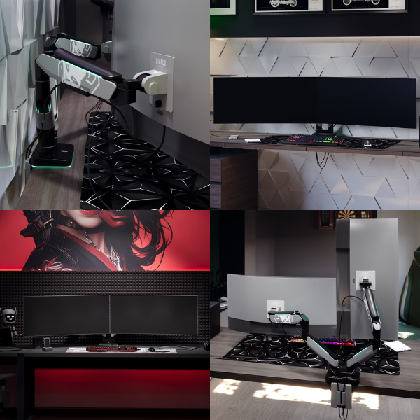 Diablo Chairs Diablo dvigubas monitoriaus laikiklis 49 colių ekranams | Pilka-juoda RGB X-Arm Dual aprašymas - Prekės nuotrauka