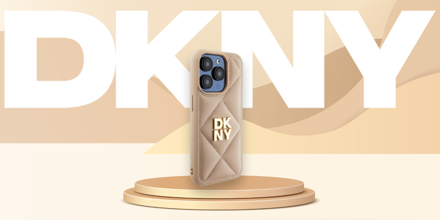 Dėklas DKNY DKHCP15LPQDSLE iPhone 15 Pro 6.1″ beige Quilted Stack Logo aprašymas - Prekės nuotrauka