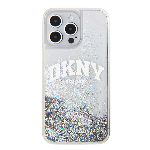 DKNY DKHCP15XLBNAET Apple iPhone 15 Pro Max 6.7″ baltos spalvos kietas dėklas Liquid Glitter Big Logo aprašymas - Prekės nuotrauka