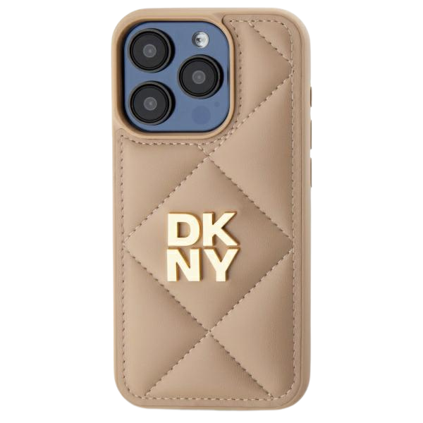 DKNY DKHCP15XPQDSLE iPhone 15 Pro Max 6.7″ smėlio spalvos dygsniuotas dėklas su logotipu aprašymas - Prekės nuotrauka