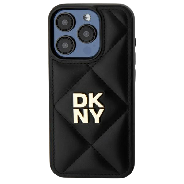 DKNY DKHCP15XPQDSLK iPhone 15 Pro Max 6.7″ juodos spalvos dygsniuotas dėklas su logotipu aprašymas - Prekės nuotrauka