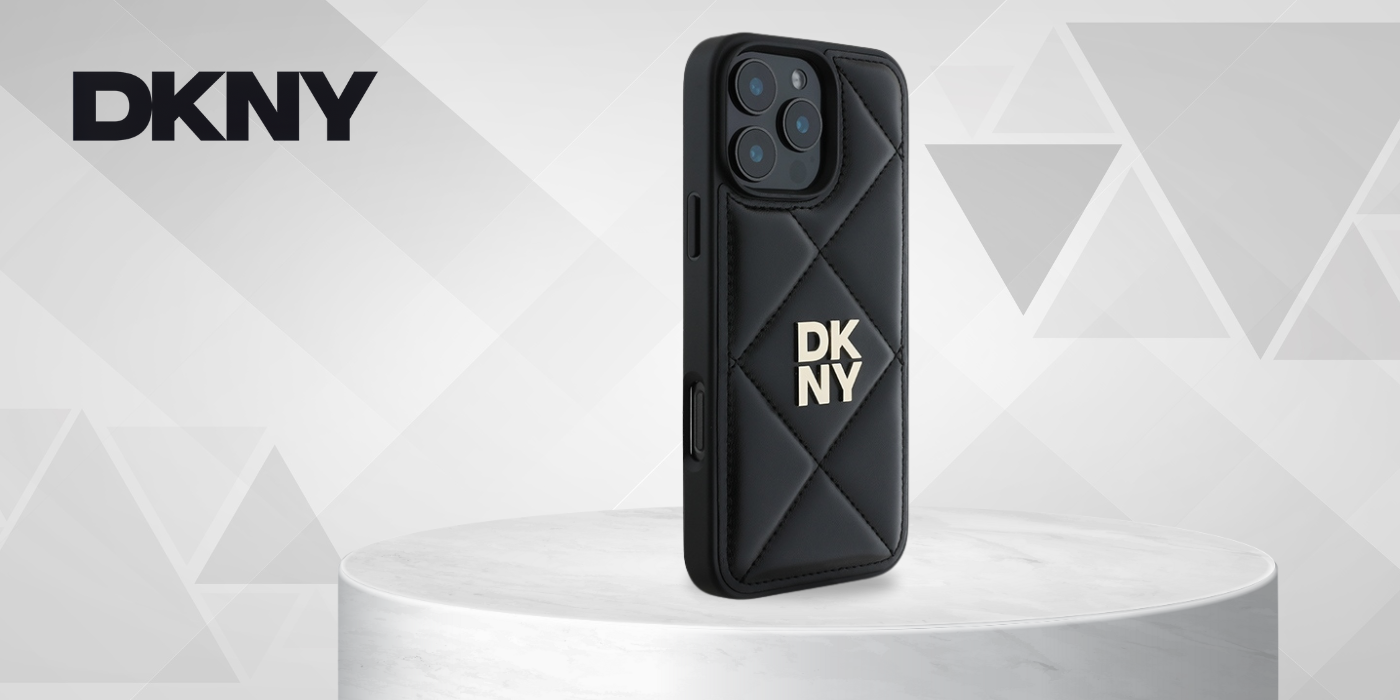 DKNY DKHCP16SPQDSLK iPhone 16 6.1″ juodos spalvos Quilted Stack Logo dėklas aprašymas - Prekės nuotrauka