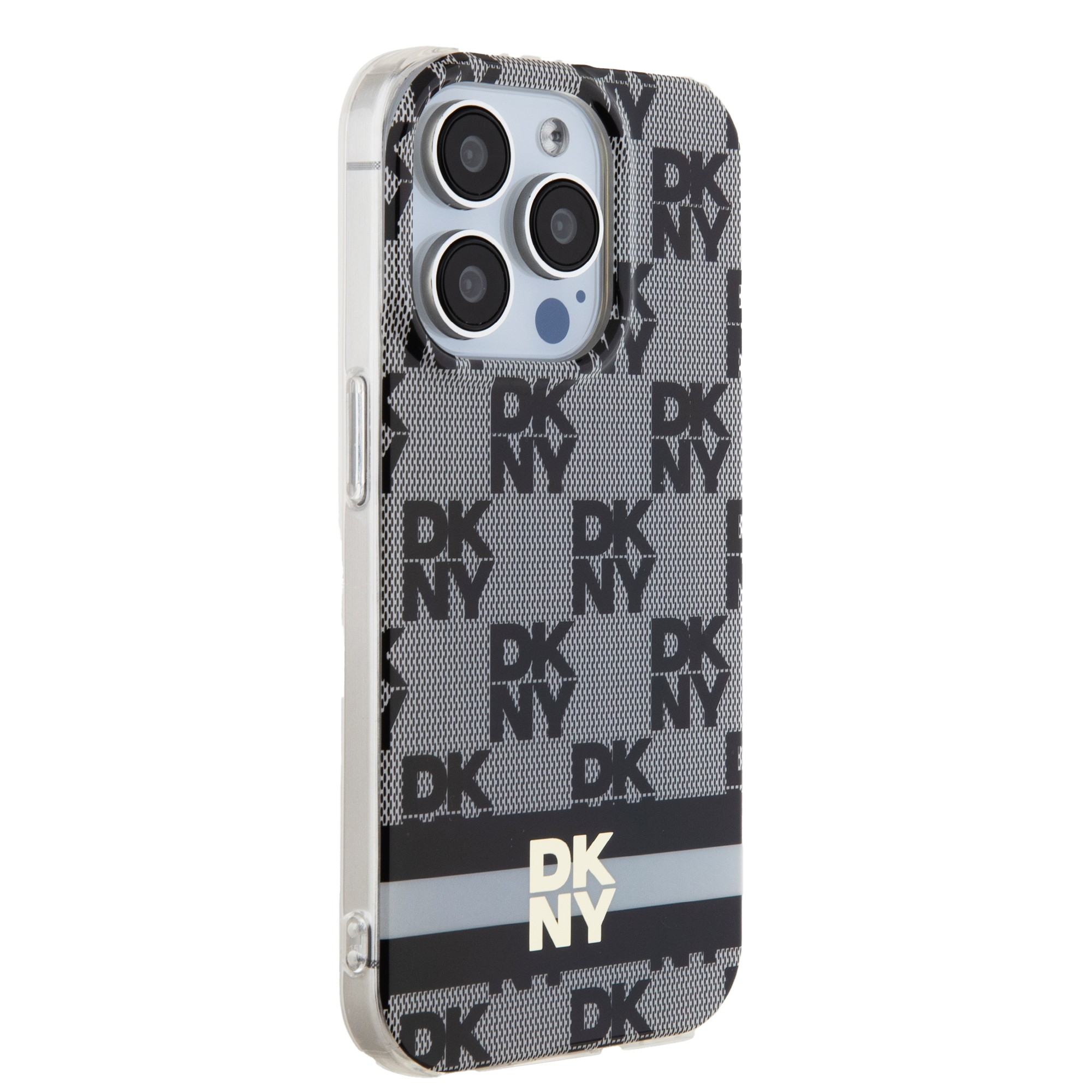 DKNY DKHMP14SHCPTSK iPhone 14 / 15 / 13 6.1 colio juodos spalvos kietas dėklas IML Checkered Mono Pattern & Printed aprašymas - Prekės nuotrauka