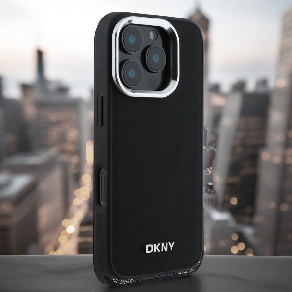 DKNY DKHMP15LPSCMCLK Apple iPhone 15 Pro 6.1″ juodos spalvos kietas dėklas Plain Logo MagSafe aprašymas - Prekės nuotrauka