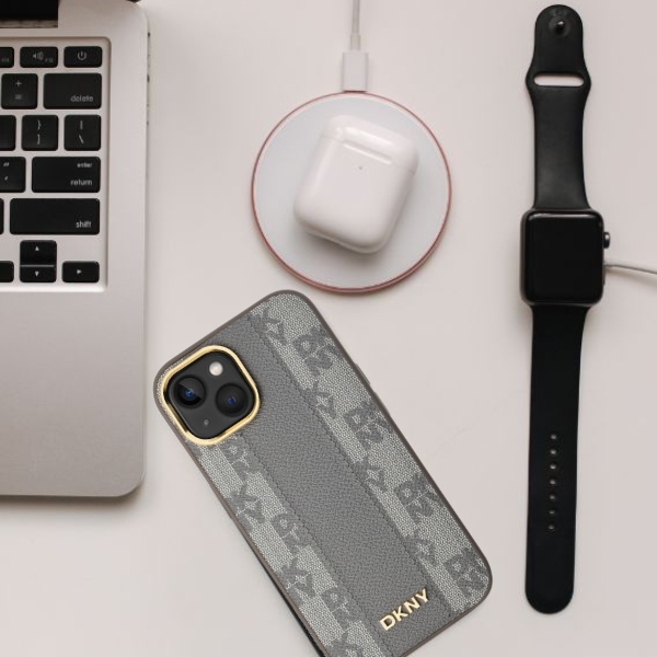 DKNY DKHMP16SPCPVSLE iPhone 16 6.1″ smėlio spalvos kietas dėklas Checkered Pattern Magsafe aprašymas - Prekės nuotrauka