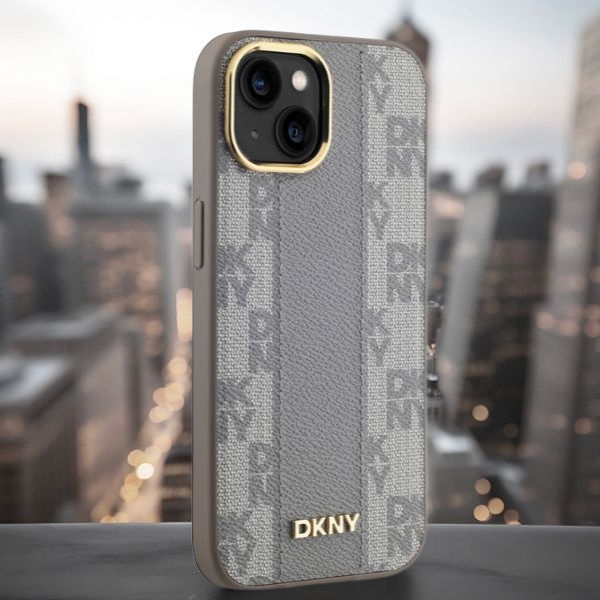 DKNY DKHMP16SPCPVSLE iPhone 16 6.1″ smėlio spalvos kietas dėklas Checkered Pattern Magsafe aprašymas - Prekės nuotrauka