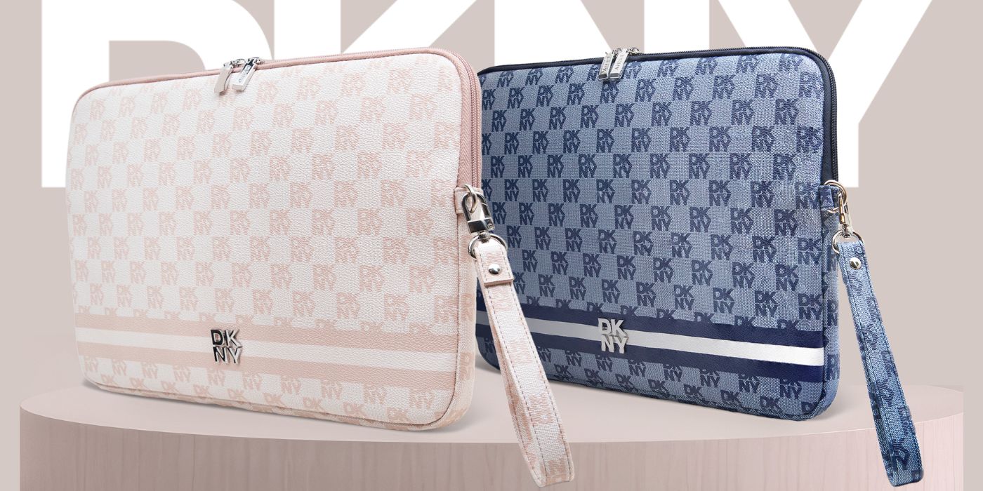 DKNY kompiuterio dėklas DKCS14PVSHLP 14″ rožinės spalvos su raštuotais dryžiais aprašymas - Prekės nuotrauka