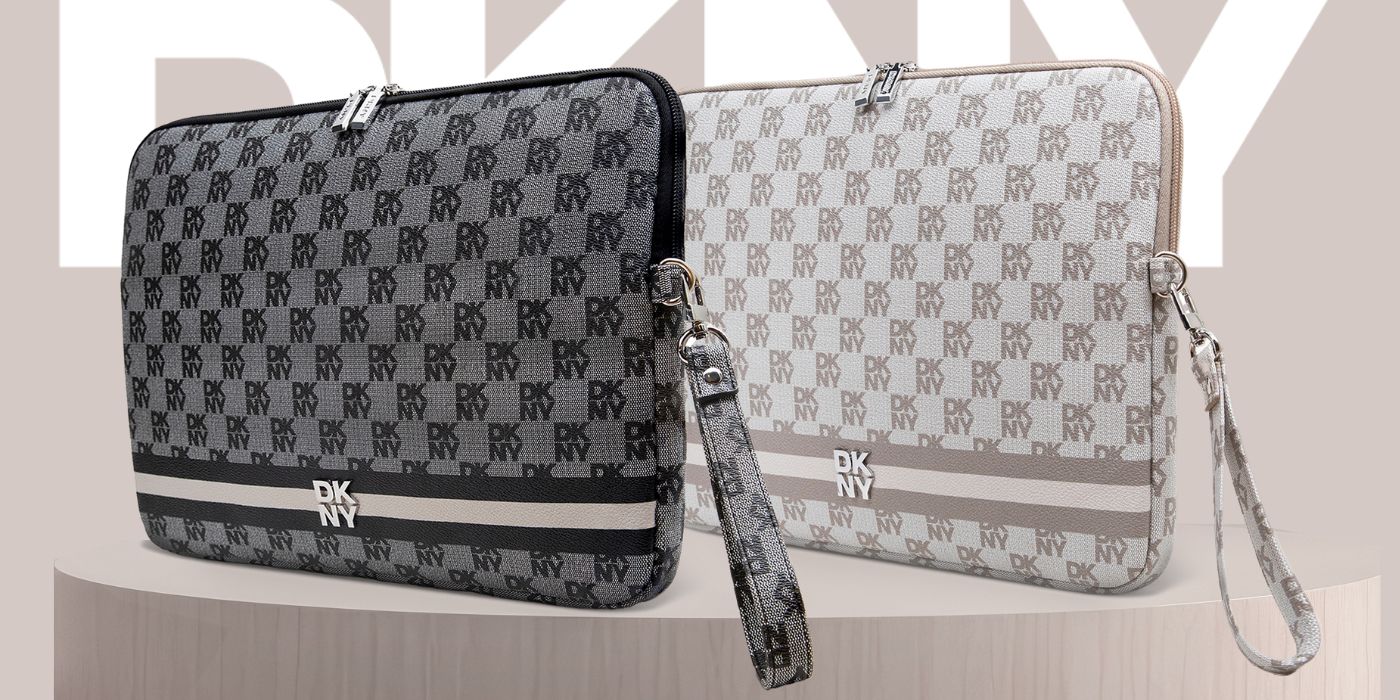 DKNY kompiuterio dėklas DKCS16PVSHLK 16″ juodos spalvos su raudonų dryžių raštu aprašymas - Prekės nuotrauka