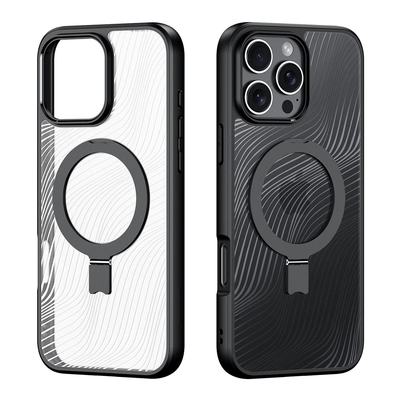 Dux Ducis Aimo Mag MagSafe su stoveliu Apple iPhone 16 Pro Max - dėklas telefonui juodos spalvos aprašymas - Prekės nuotrauka
